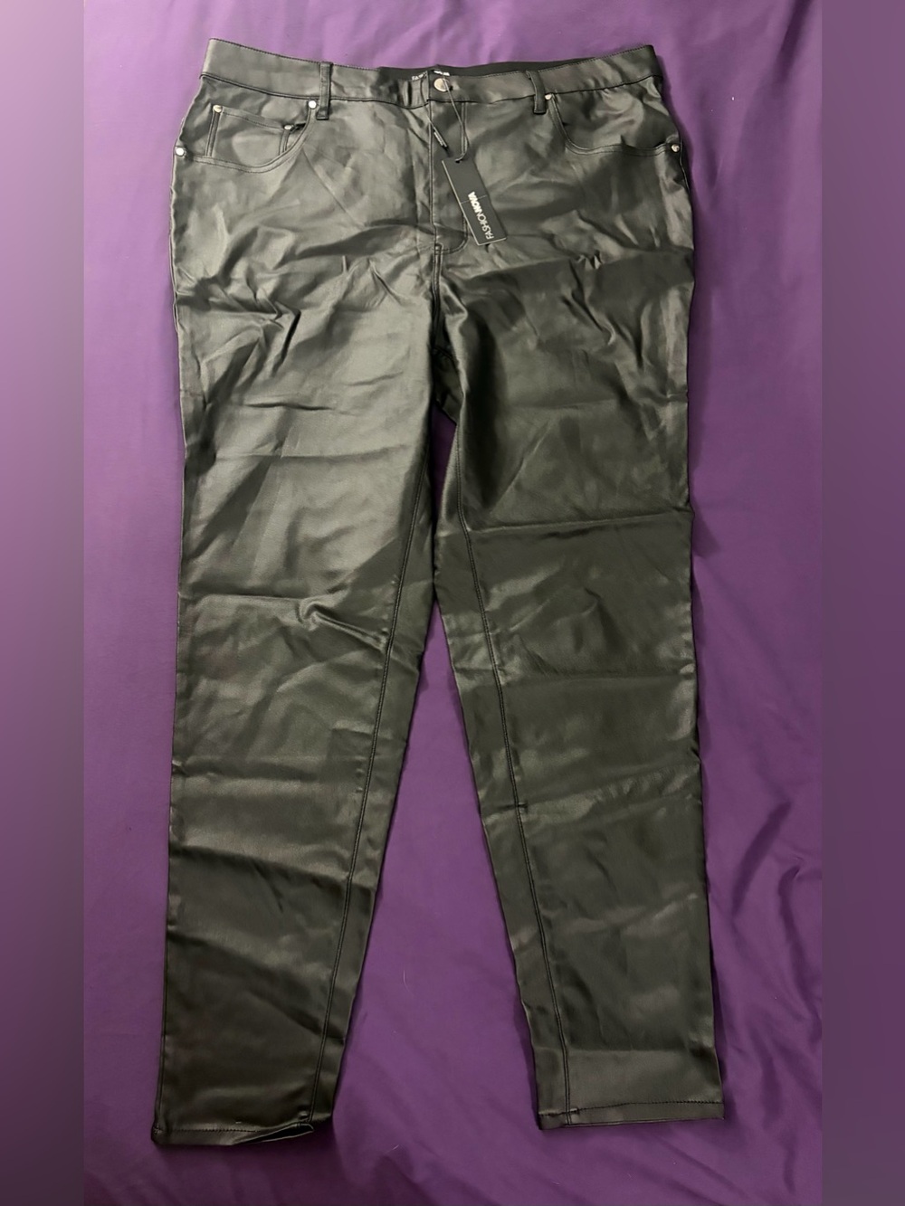 Fashion Nova She Bad PU Leather Pants Black Size 20 NWT